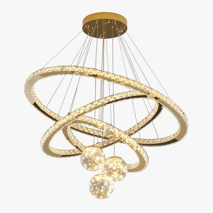 lustre moderne en verre cristal avec lumière LED étoile