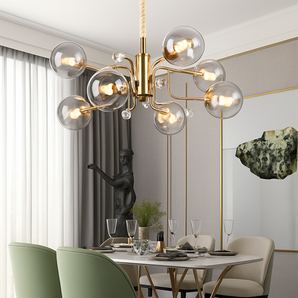 Lustre moderne en verre transparent à éclairage réglable — LZ4P9XJ