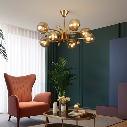 Lustre moderne en verre transparent à éclairage réglable — LZ4P9XJ