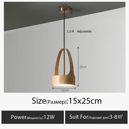 Suspension LED style nordique effet bois grain naturel — LZ4X9T