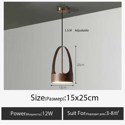 Suspension LED style nordique effet bois grain naturel — LZ4X9T