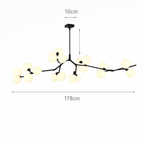 Noir 24 lumières / Tige suspendue de 20 cm / Blanc chaud | CHINE