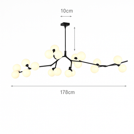 Lustre LED moderne à branches d'arbre et boules de verre — LZ4X9P2