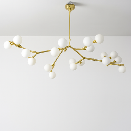 Lustre LED moderne à branches d'arbre et boules de verre — LZ4X9P2