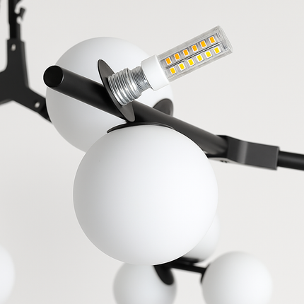 Lustre LED moderne à branches d'arbre et boules de verre — LZ4X9P2