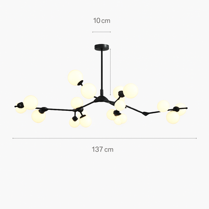 Lustre LED moderne à branches d'arbre et boules de verre — LZ4X9P2