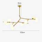 Or 12 lumières / Tige suspendue de 20 cm / Blanc chaud | CHINE