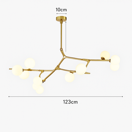 Lustre LED moderne à branches d'arbre et boules de verre — LZ4X9P2
