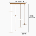 6 lampes / Noir / Base rectangulaire | Lumière trichromatique