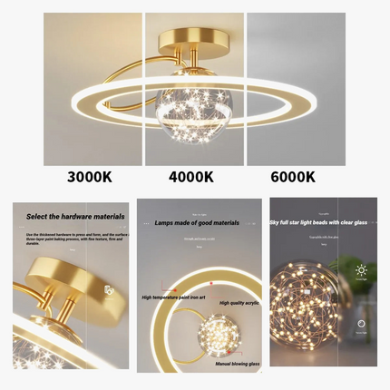Lustre moderne LED avec boule en verre doré Sandyha — LZ4X9M2