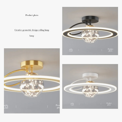 Lustre moderne LED avec boule en verre doré Sandyha — LZ4X9M2