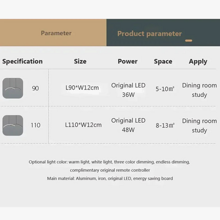 Lustre LED moderne à ligne simple avec télécommande — LZ4X9P2