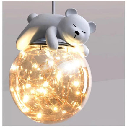 Lustre moderne mignon avec ours et lapin pour chambre d’enfants — LZ4Q7M9