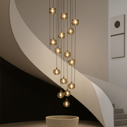 Lustre LED moderne noir et doré au design élégant — LZ4X9T