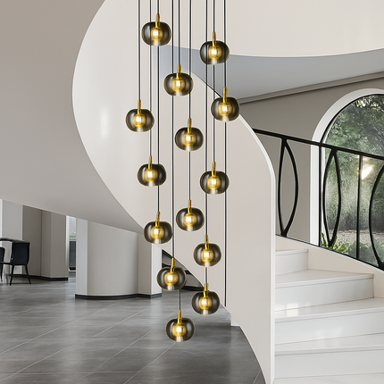 Lustre LED moderne noir et doré au design élégant — LZ4X9T
