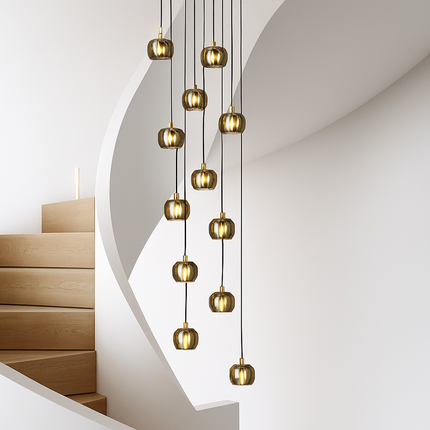 Lustre LED moderne noir et doré au design élégant — LZ4X9T
