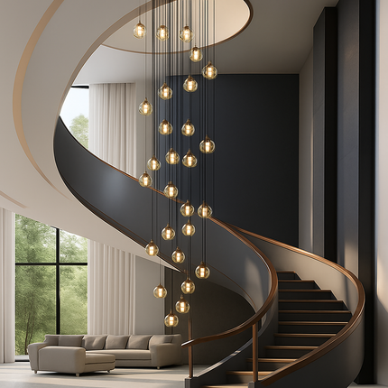 Lustre LED moderne noir et doré au design élégant — LZ4X9T