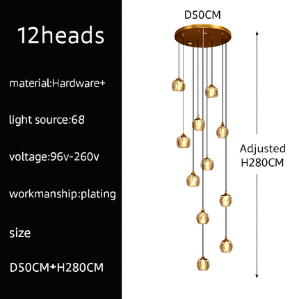 Lustre LED moderne noir et doré au design élégant — LZ4X9T