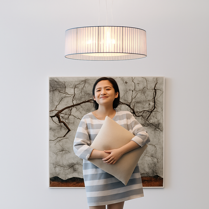 Lustre nordique en fer avec abat-jour en gaze — LZ4P9XQ