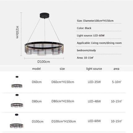 Suspension LED nordique en verre fumé moderne — LZ4X9T1