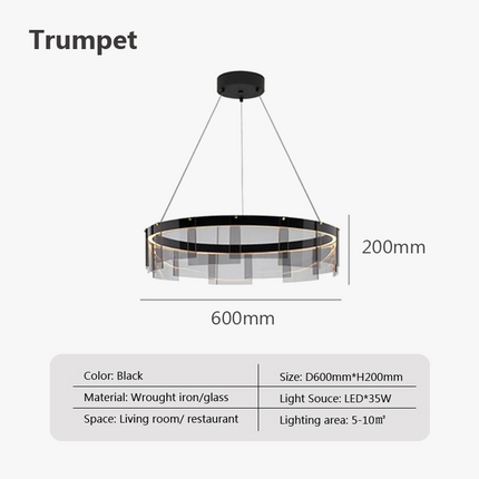 Suspension LED nordique en verre fumé moderne — LZ4X9T1