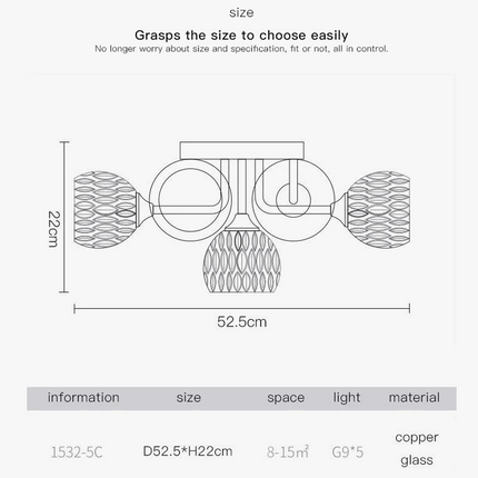Lustre suspension nordique en cristal et cuivre — LZ4X9P7Q