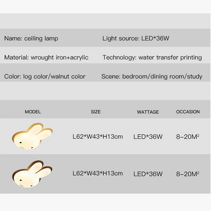 Lustre enfant design lapin en bois naturel — LZ4X9M