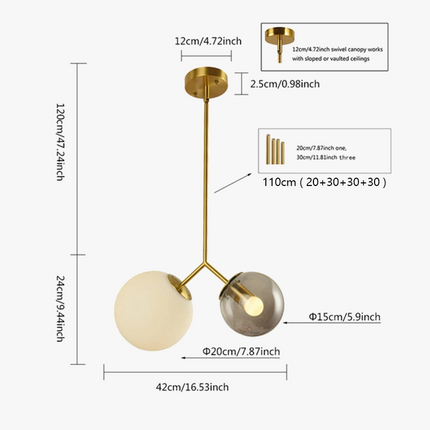 Lustre moderne simple Sandyha à 2 boules LED — LZ4X9T1