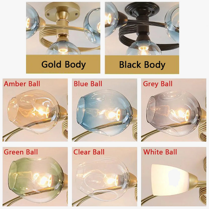 lustre moléculaire led en verre pour table à manger