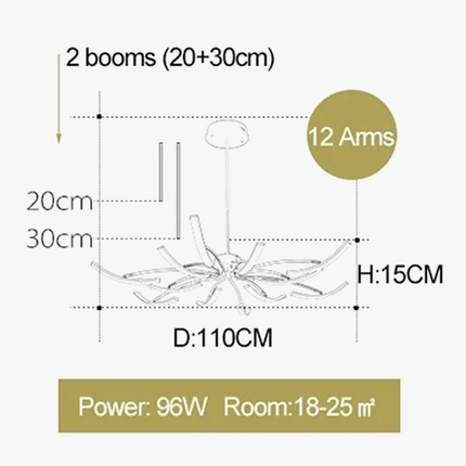 Lustre moderne noir 6 lumières réglable en métal — LZ4X9P