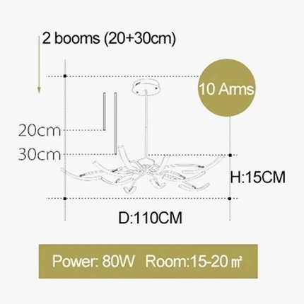 Lustre moderne noir 6 lumières réglable en métal — LZ4X9P