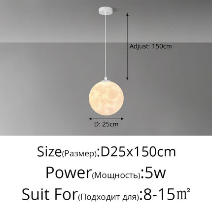 Lustre suspension nordique 3D imprimé lune pour enfants personnalisé — LZQ7D2