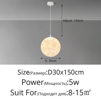 Lustre suspension nordique 3D imprimé lune pour enfants personnalisé — LZQ7D2