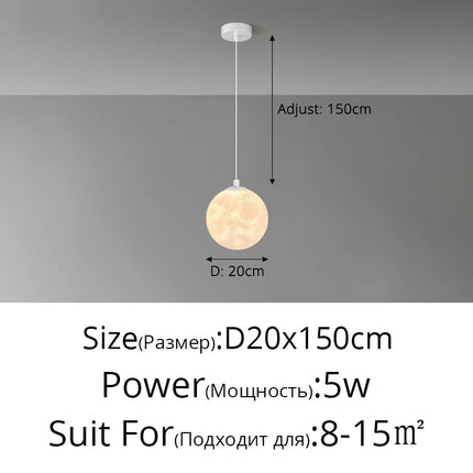 Lustre suspension nordique 3D imprimé lune pour enfants personnalisé — LZQ7D2