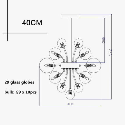 Lustre suspension nordique boule en verre argenté à bulles d’air — LZ4X9M