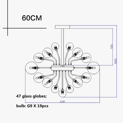 Lustre suspension nordique boule en verre argenté à bulles d’air — LZ4X9M