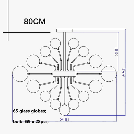 Lustre suspension nordique boule en verre argenté à bulles d’air — LZ4X9M