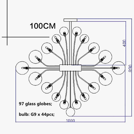 Lustre suspension nordique boule en verre argenté à bulles d’air — LZ4X9M