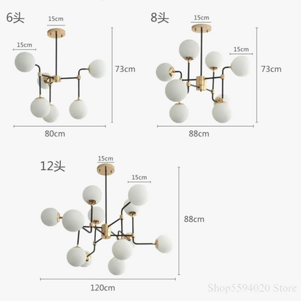 Lustre suspension nordique boule de verre magique design haricot — LZ4X9J