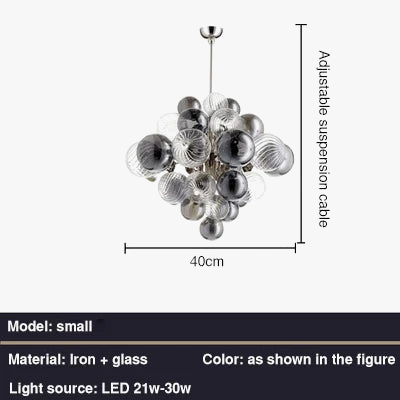 Lustre suspension nordique en fer avec bulles de verre — LZ4X9T