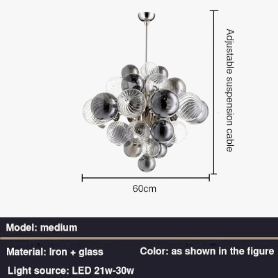Lustre suspension nordique en fer et bulles de verre — LZ4X9T