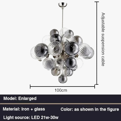 Lustre suspension nordique en fer avec bulles de verre — LZ4X9T