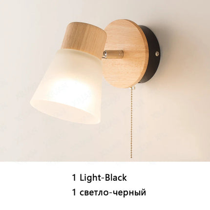Lustre suspension nordique en verre et bois naturel — LZ4X9J