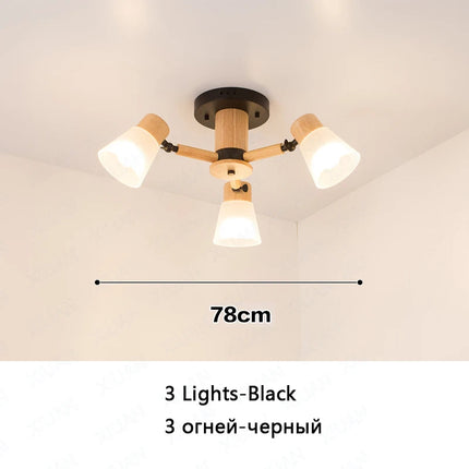 Lustre suspension nordique en verre et bois naturel — LZ4X9J