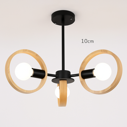 Lustre suspension nordique en bois avec abat-jour rond — LZ4X9P2
