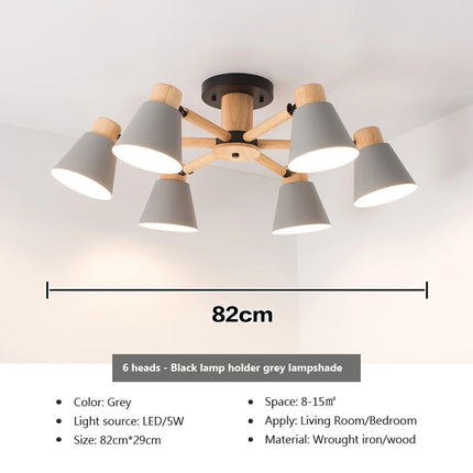 Lustre suspension nordique en bois massif pour hôtel et restaurant — LZ4P9X