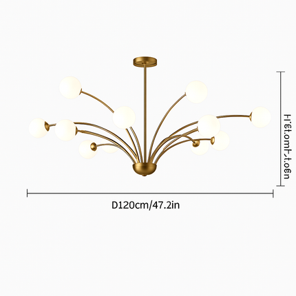 Lustre nordique en cuivre et cristal au design luxueux — LZ4X9P