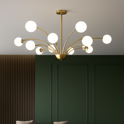 Lustre nordique en cuivre et cristal au design luxueux — LZ4X9P
