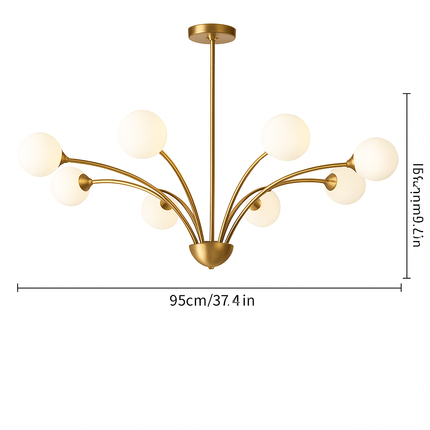 Lustre nordique en cuivre et cristal au design luxueux — LZ4X9P