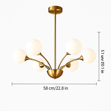 Lustre nordique en cuivre et cristal au design luxueux — LZ4X9P